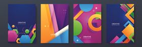 多彩几何风格创意海报