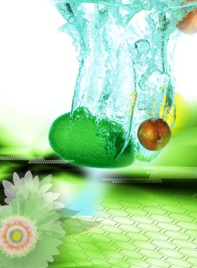 落水水果新鲜科技创意海报