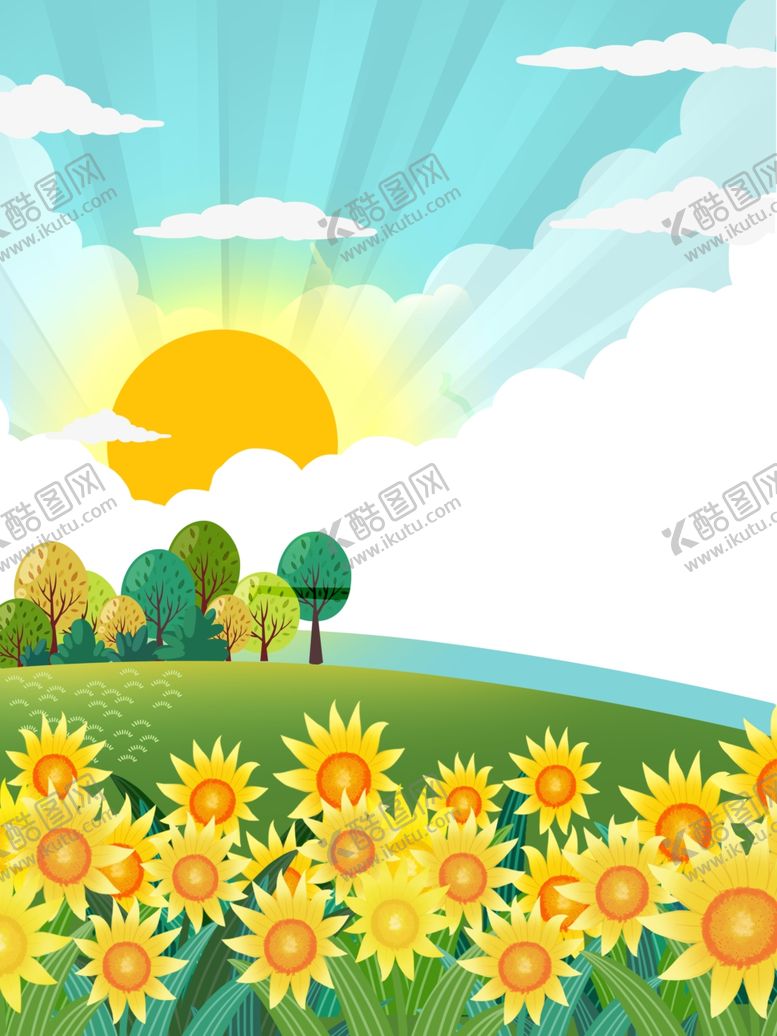 编号：59565206282225484958【酷图网】源文件下载-卡通海洋沙滩草地天空池塘背景