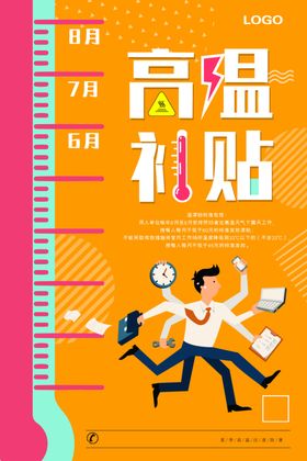 高温补贴卡通创意海报