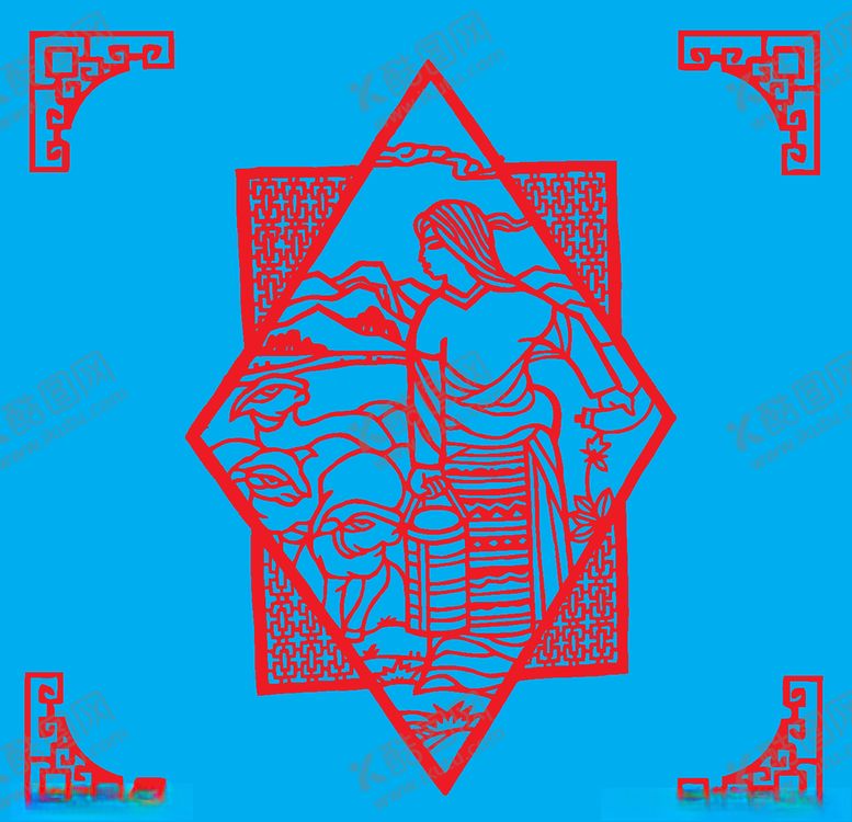 编号：30630110042249204320【酷图网】源文件下载-喂羊剪纸