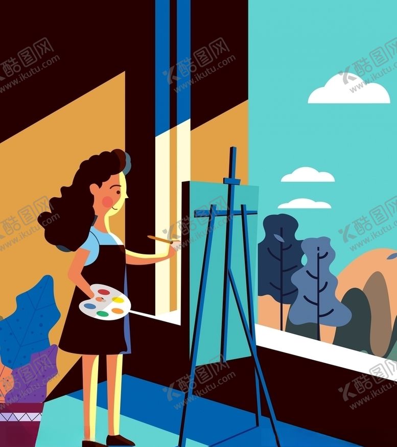 编号：65471109281517351578【酷图网】源文件下载-画风景人物插画