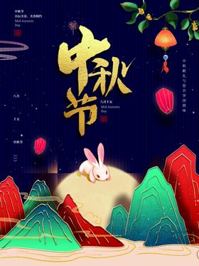 中秋节佳展架假期广告素材