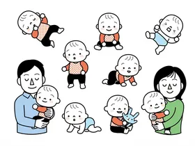 家庭亲子互动可爱宝宝图