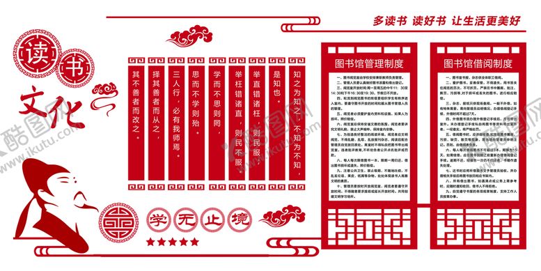 编号：34827609140637399723【酷图网】源文件下载-图书室文化墙