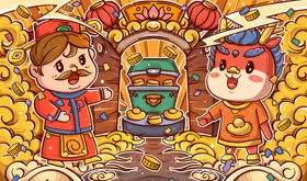 龙年展板红色背景新春节海报