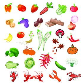 蔬菜水果矢量墙贴设计素材