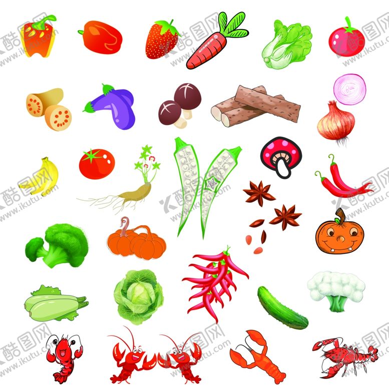 编号：83565010310041196534【酷图网】源文件下载-蔬菜水果矢量墙贴设计素材