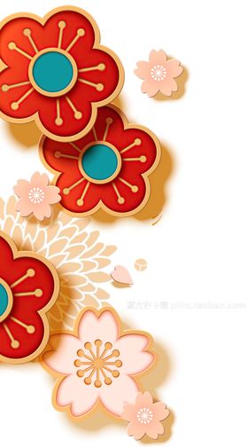 国潮花卉素材