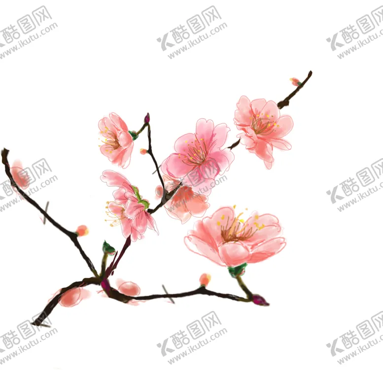 编号：34745702151259133727【酷图网】源文件下载-手绘粉色桃花免扣素材图片