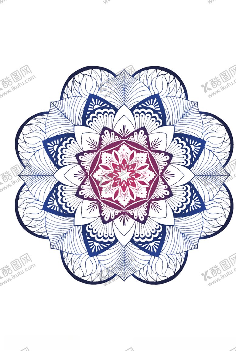 编号：34517510060802551772【酷图网】源文件下载-艳丽曼陀罗图案矢量素材
