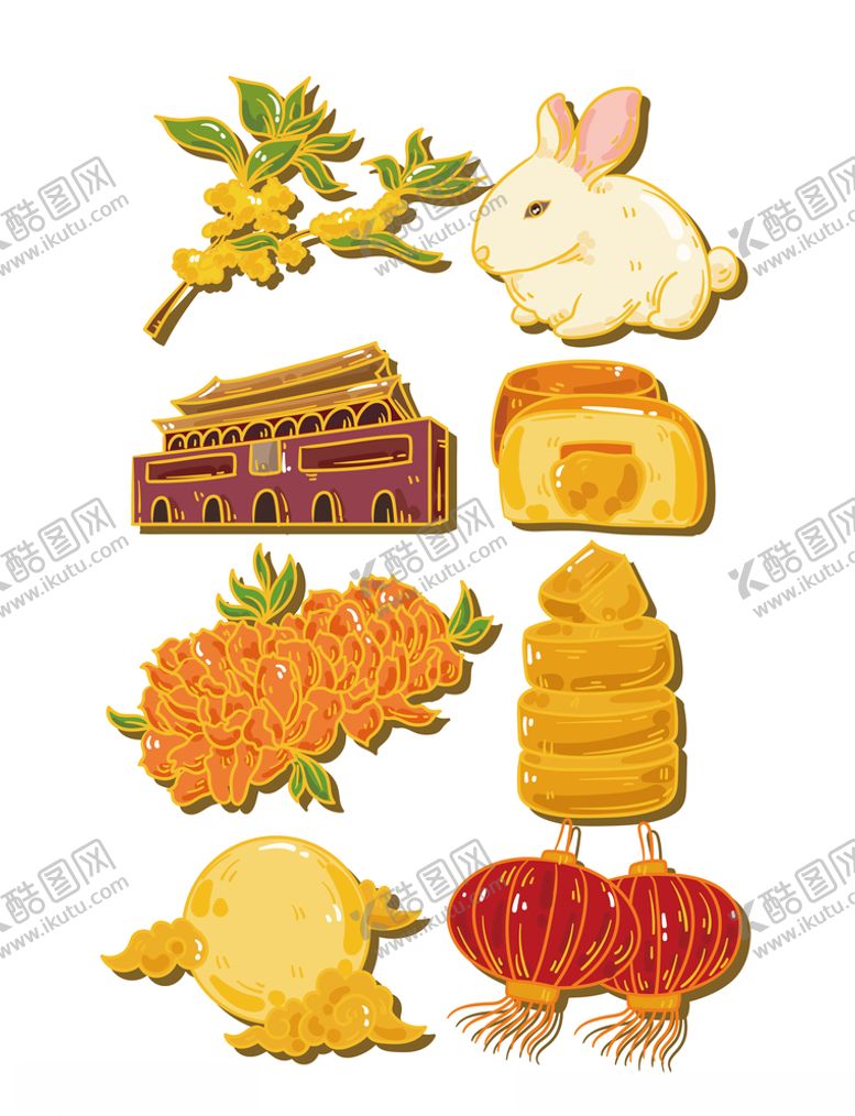 编号：14695610281409128053【酷图网】源文件下载-中秋中秋节月亮月饼兔子