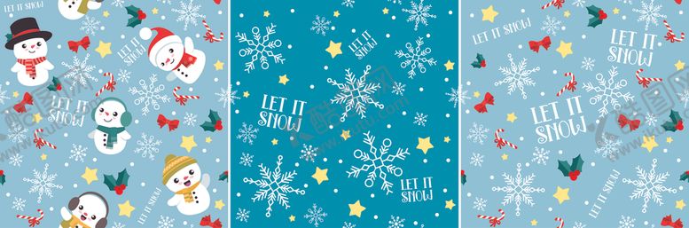 编号：99315009201826201561【酷图网】源文件下载-3款AI圣诞风格底纹印花素材