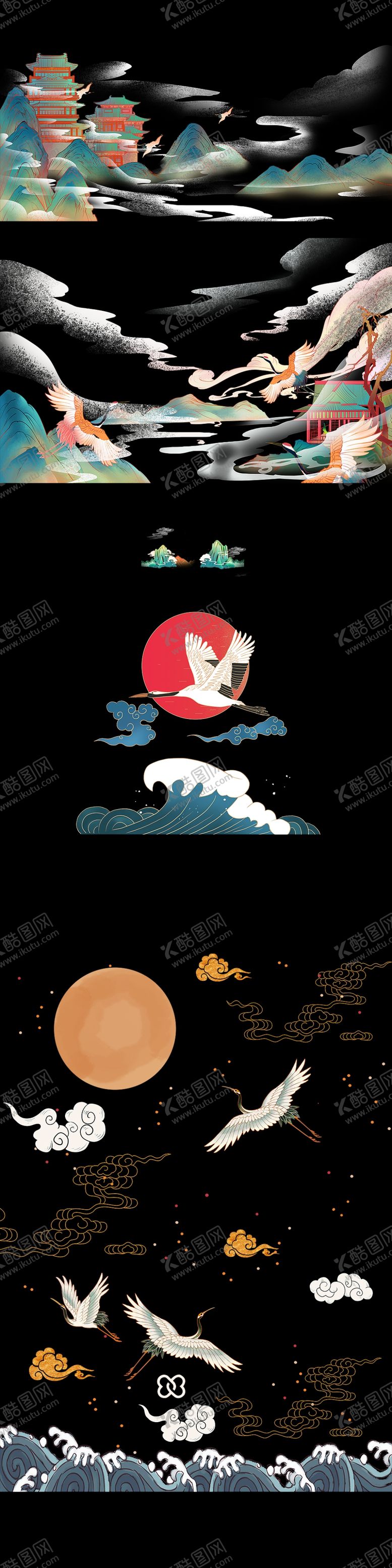 编号：64385910092224497901【酷图网】源文件下载-国潮山水楼阁