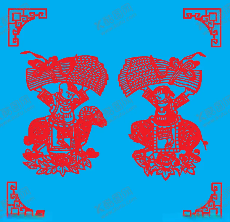 编号：25577009231038588547【酷图网】源文件下载-猪羊并举剪纸