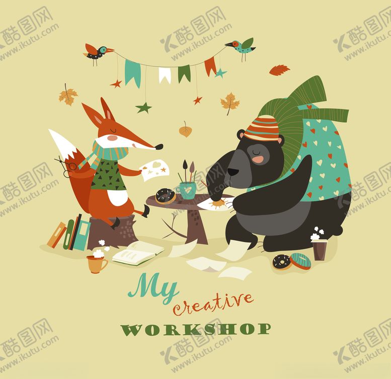 编号：44929310142250445026【酷图网】源文件下载-北欧森系动物插画