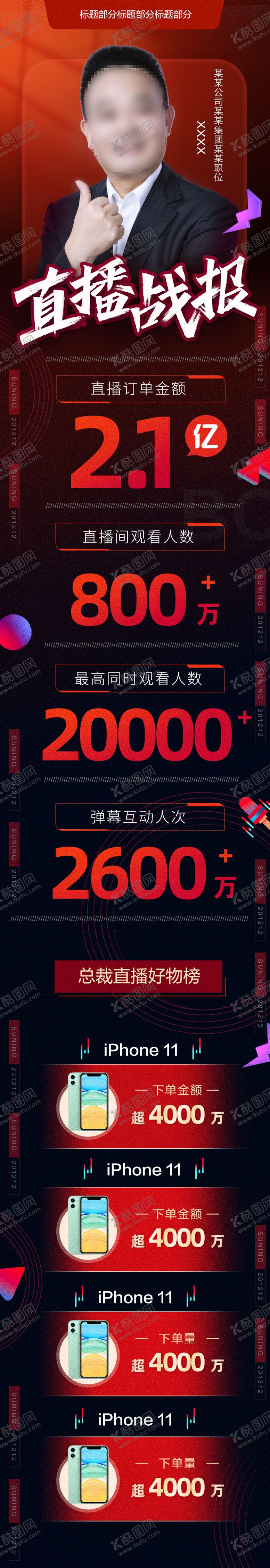 编号：12193811231518283927【酷图网】源文件下载-直播战报人物长图海报