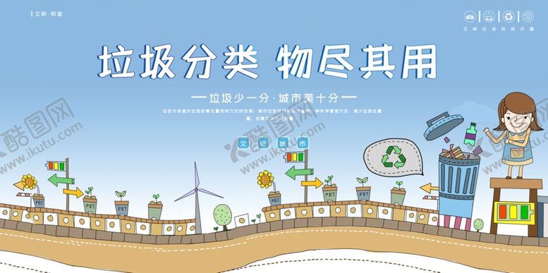 编号：38116007072118043606【酷图网】源文件下载-垃圾分类宣传插画场景