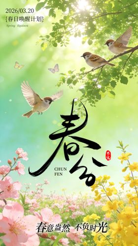 春分二十四节气绿色春季节气海报设计