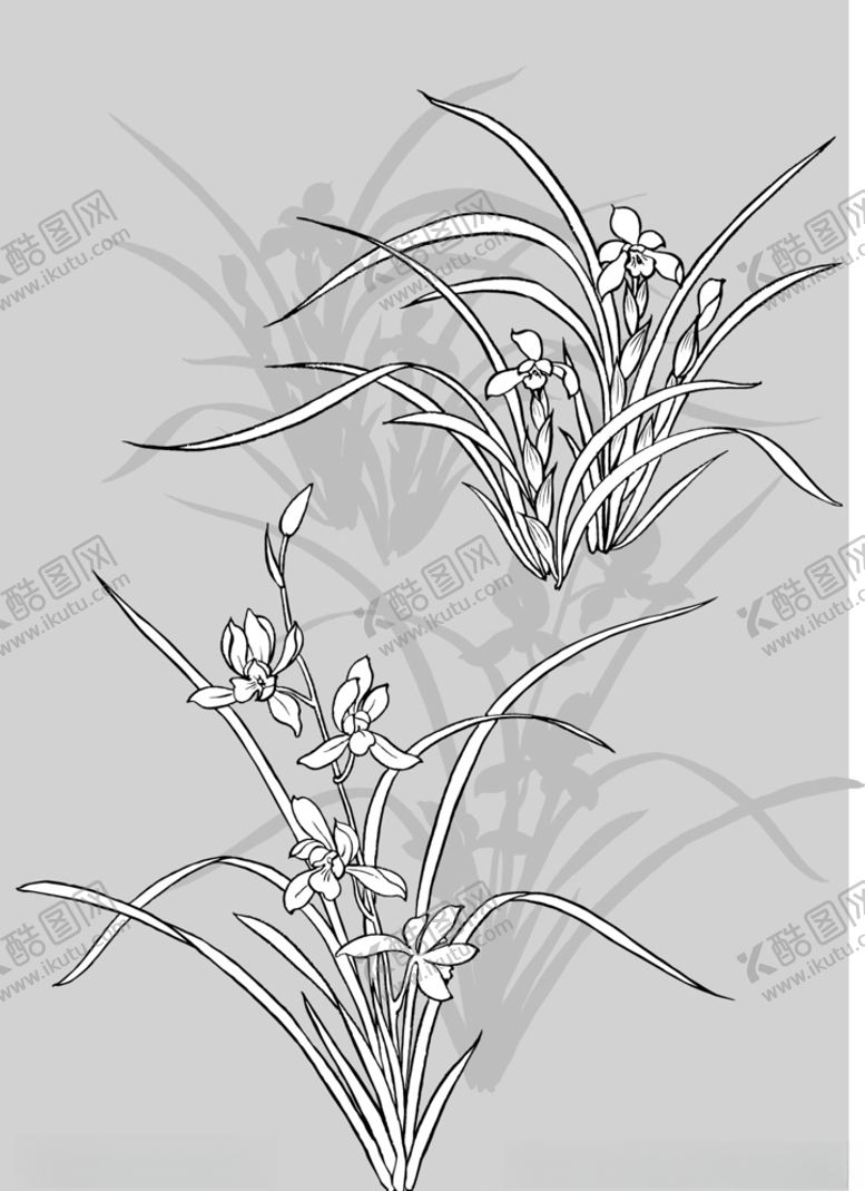 编号：10522710030328353401【酷图网】源文件下载-日本线描植物花卉矢量素材