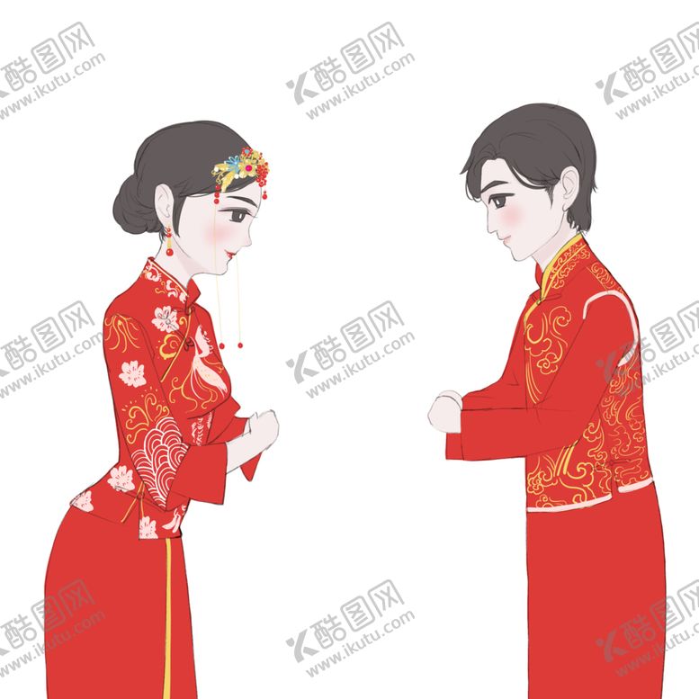 编号：77723304170645282282【酷图网】源文件下载-卡通新郎新娘PNG免扣素材