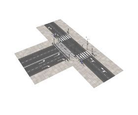 C4D模型马路街道路口