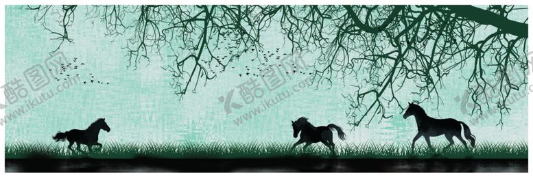 编号：40795801252221181910【酷图网】源文件下载-床头客厅背景画马到成功