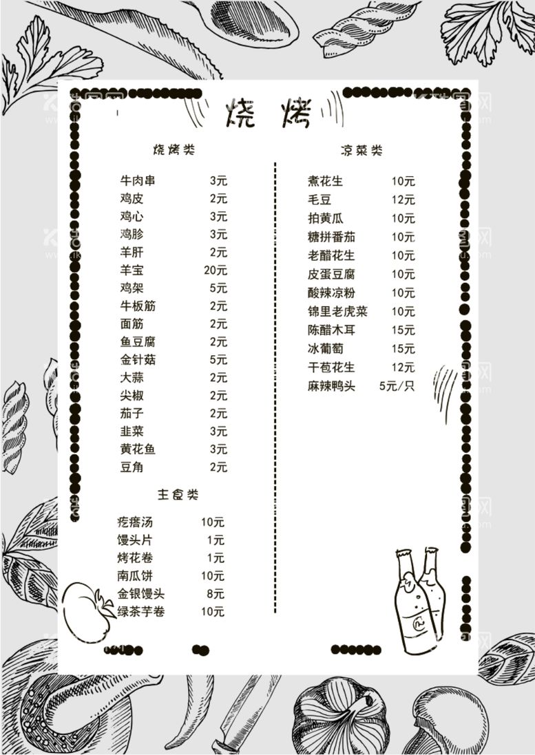 编号：69665512010203314265【酷图网】源文件下载-烧烤菜单