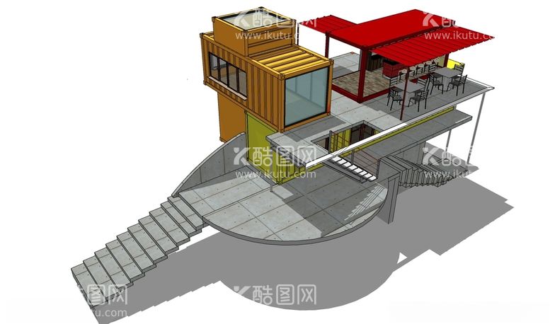 编号：10700611232317155404【酷图网】源文件下载-集装箱SU模型