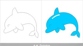 卡通海豚简笔画小鱼背景墙