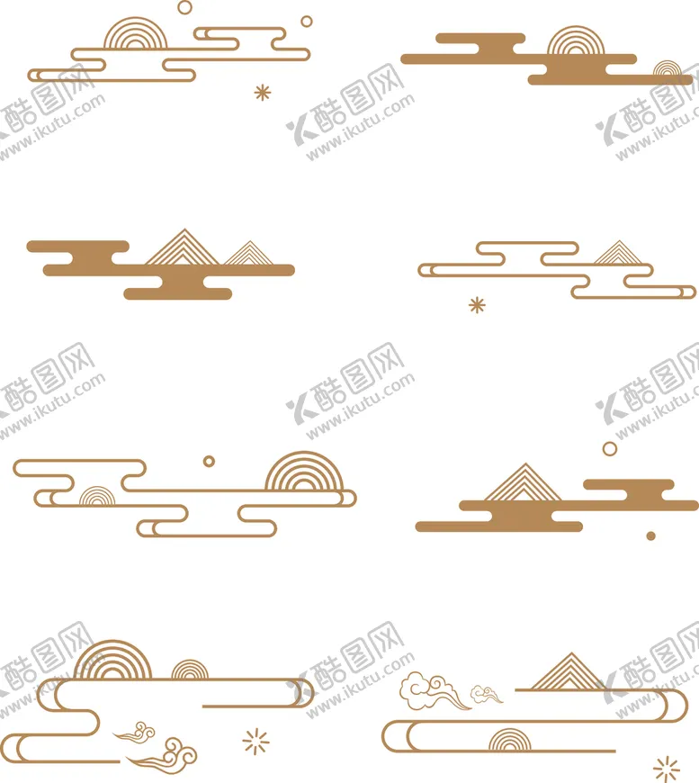 编号：16559101210706243761【酷图网】源文件下载-中国风线性祥云纹