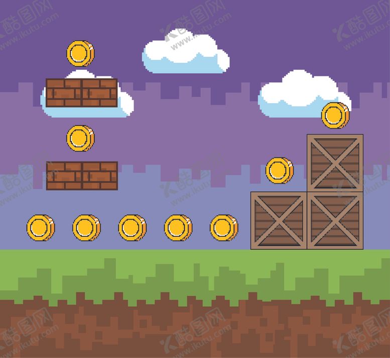 编号：56869709221625573341【酷图网】源文件下载-复古像素风游戏场景插画
