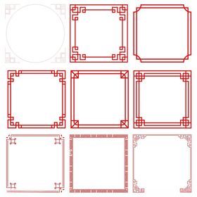 复古红色边框图案集合