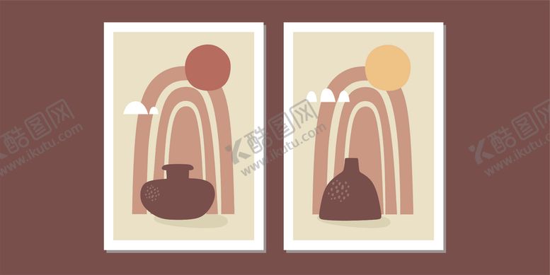 编号：32261010070447597530【酷图网】源文件下载-抽象陶罐装饰画艺术图案