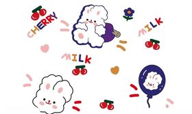 卡通兔子手绘清新墙画
