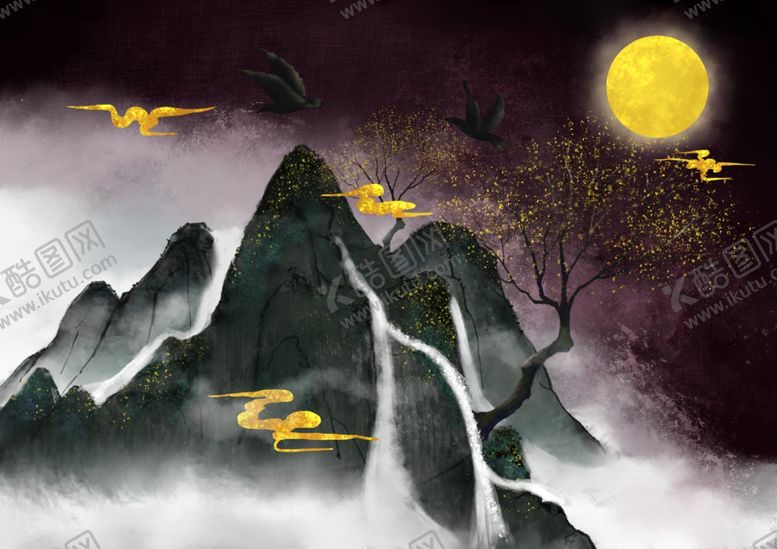 编号：51162710081411297386【酷图网】源文件下载-山水古风意境背景