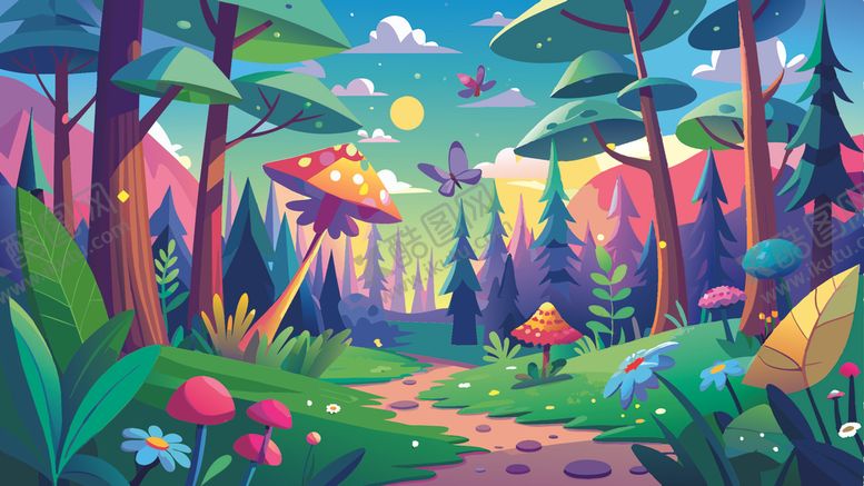 编号：49319810030024415168【酷图网】源文件下载-梦幻森林中的奇幻小径