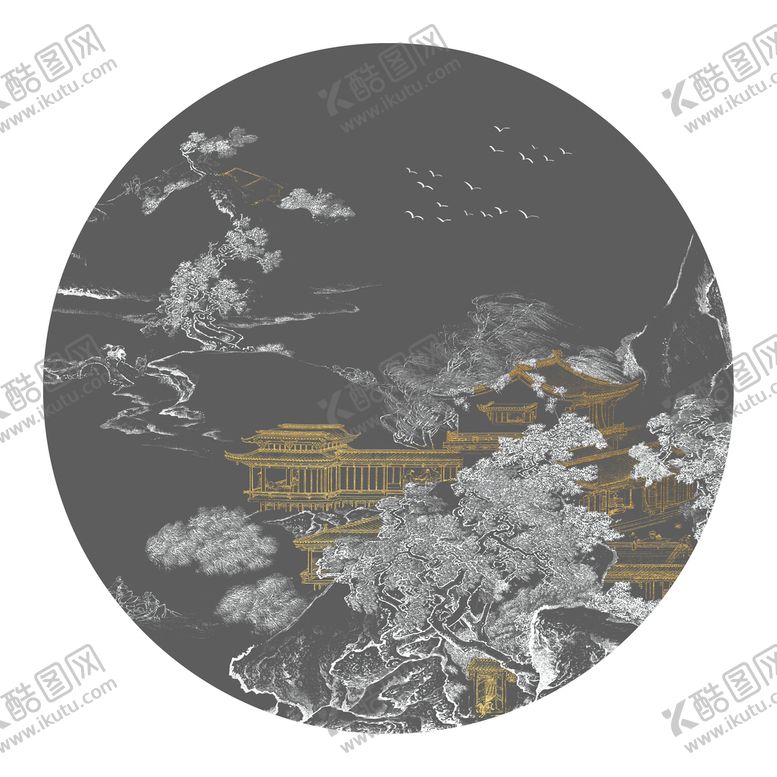编号：30725409160115311754【酷图网】源文件下载-轻奢装饰画 新中式山水画中国风立体画