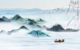 水墨山水画图纸新中式展