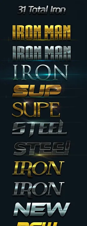 金属钢铁游戏风文字标题图层样式