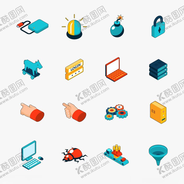 编号：79745704052210348746【酷图网】源文件下载-科技与安全相关图标集合