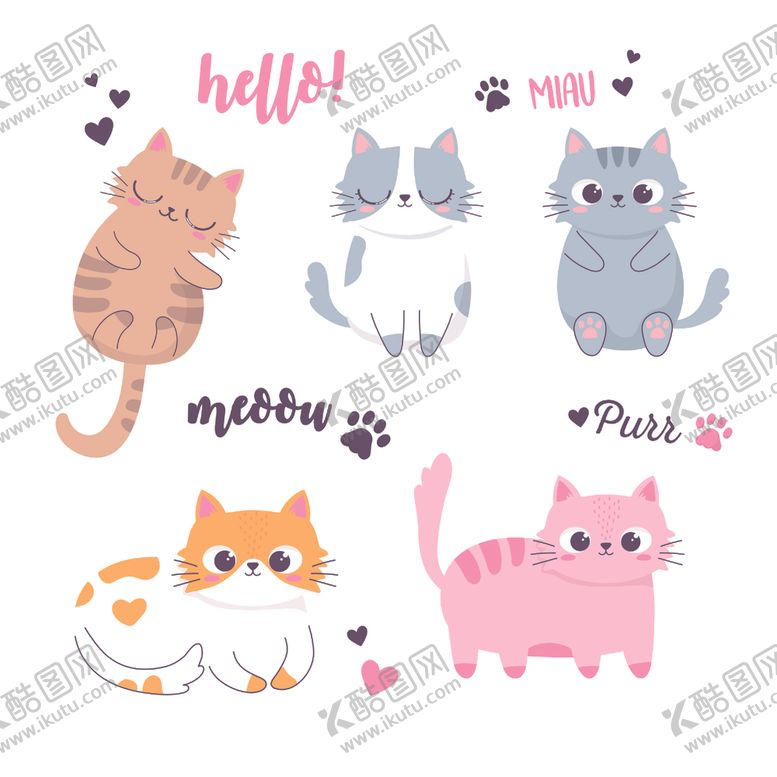 编号：83927909220654338833【酷图网】源文件下载-手绘淡彩猫