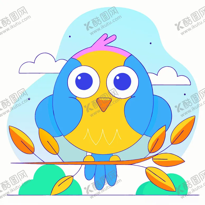 编号：13634202230439271956【酷图网】源文件下载-可爱卡通鸟类插画