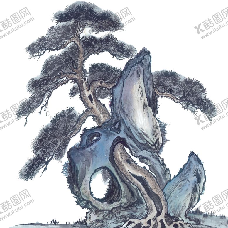 编号：50976105050756101039【酷图网】源文件下载-水墨中国风迎客松