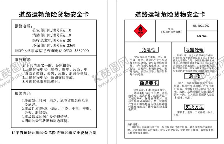 编号：50727002041844533429【酷图网】源文件下载-道路运输危险货物安全卡