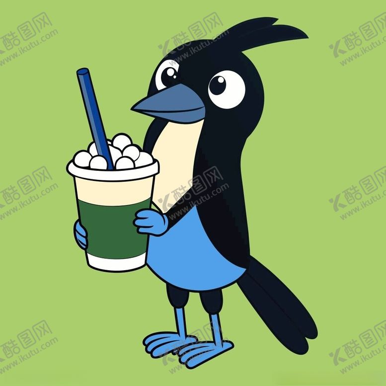 编号：19823001311424283287【酷图网】源文件下载-喜鹊喝奶茶