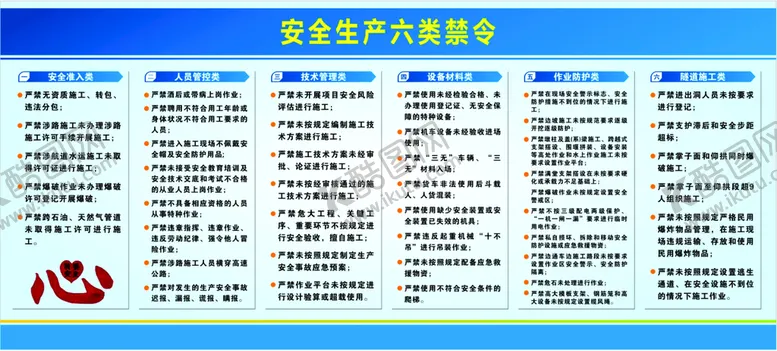 编号：18482210180459032030【酷图网】源文件下载-安全生产六类禁令