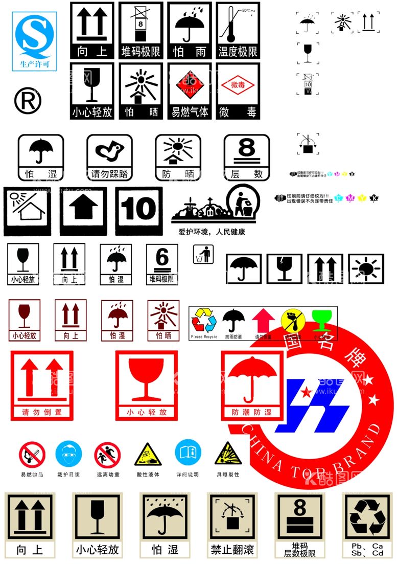编号：15227912020814191219【酷图网】源文件下载-包装警示标志平面图