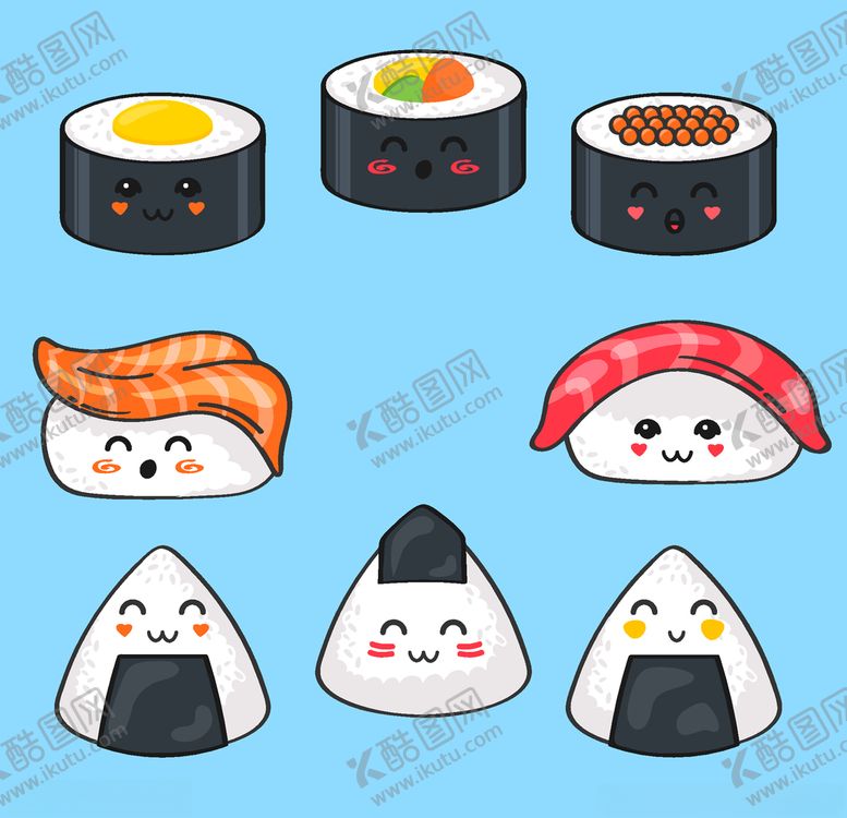 编号：39954110080957361960【酷图网】源文件下载-可爱寿司
