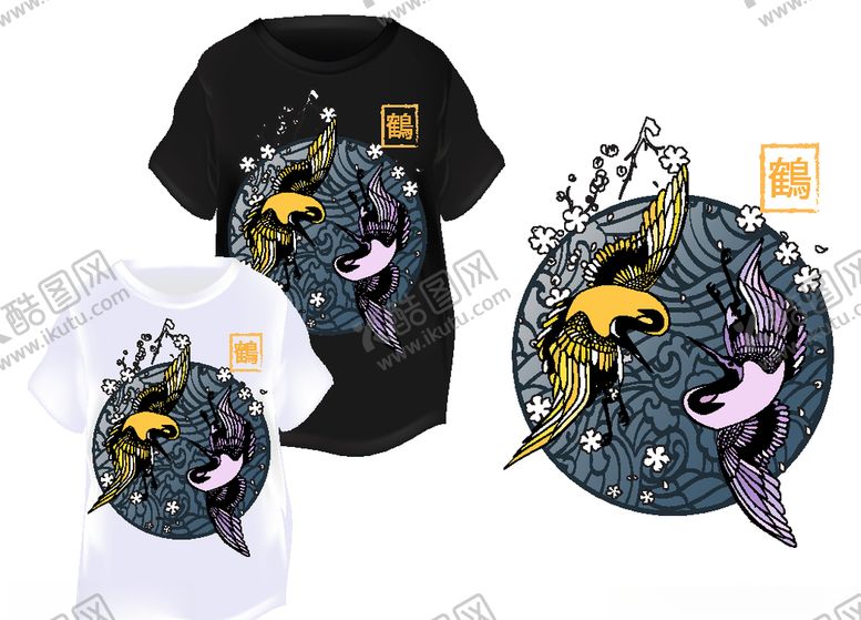 编号：76098109292036348233【酷图网】源文件下载-和风矢量元素扁平化手绘花鸟